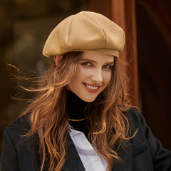 Solid Beret Casual All match Hat Autumn And Winter Warm Painter Hat