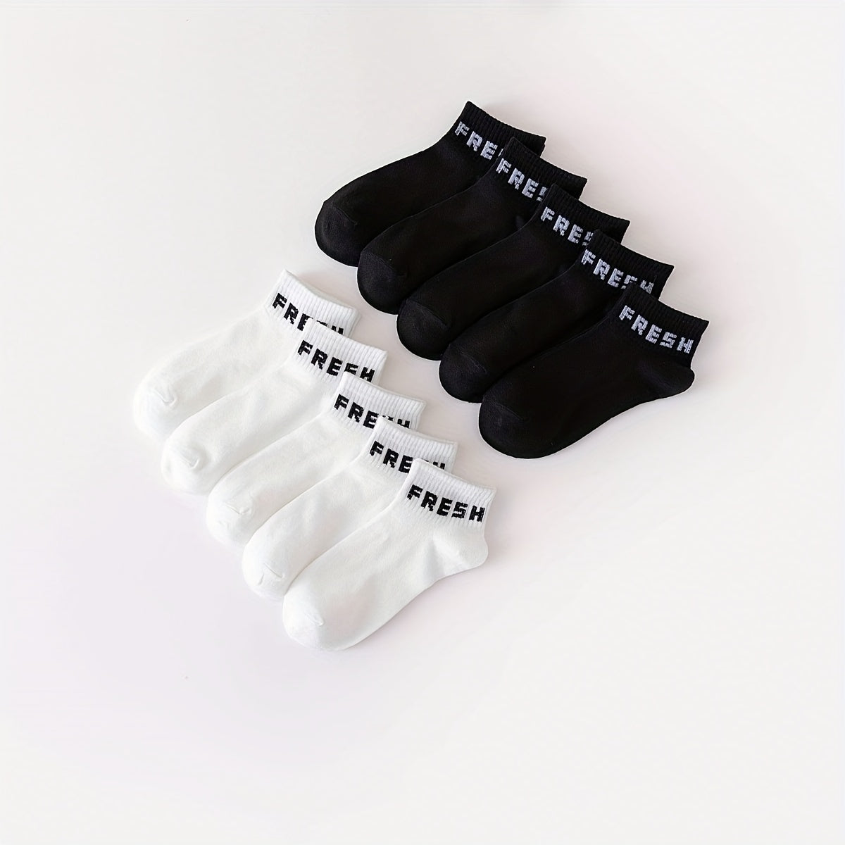 10 Pairs Letter Print Sports Short Socks Women's Stockings