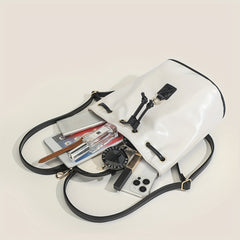 Colorblock Stylish Backpack Drawstring Rucksack Women's Travel Bag