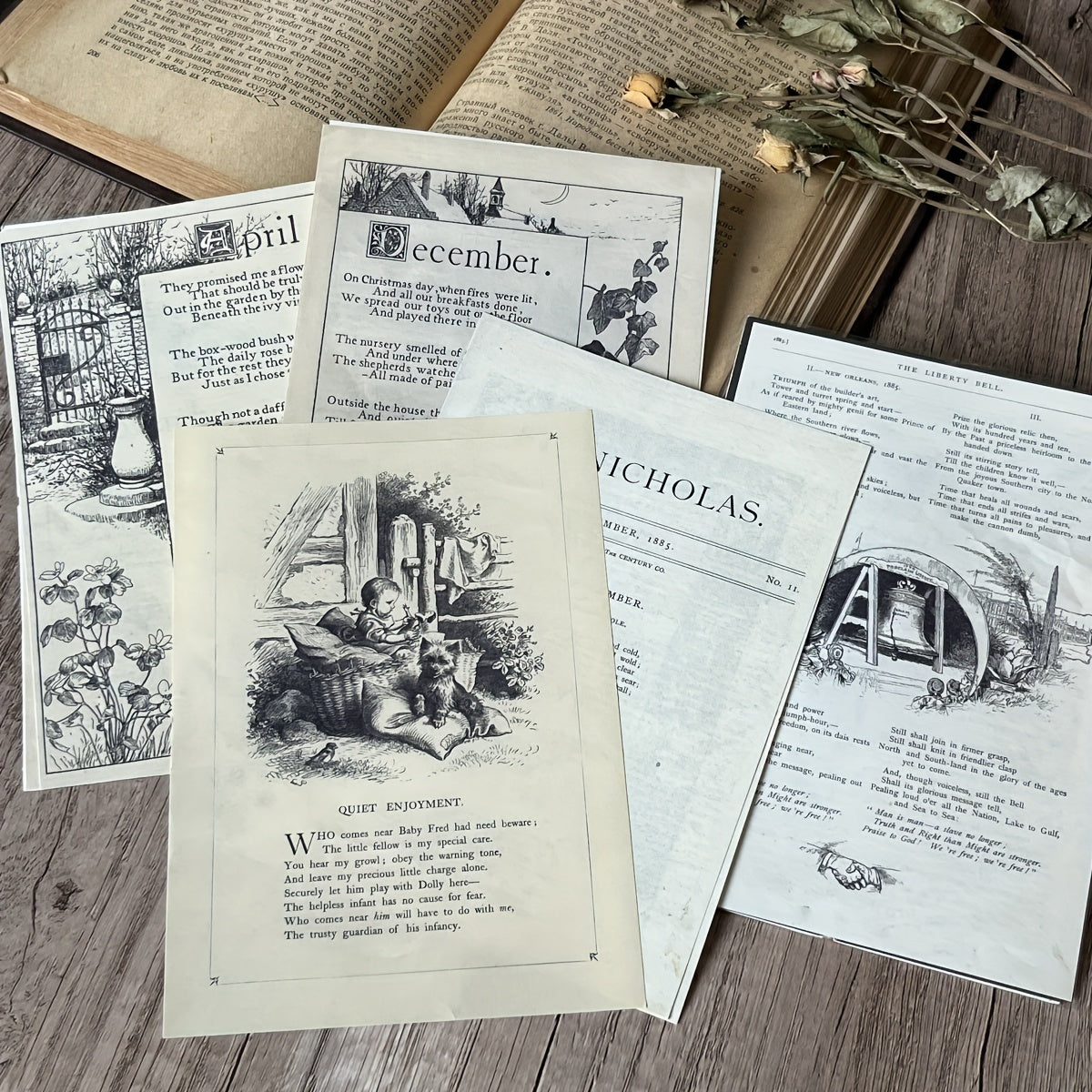 10pcs Retro Plant Cartoon Character English Phrase Paper