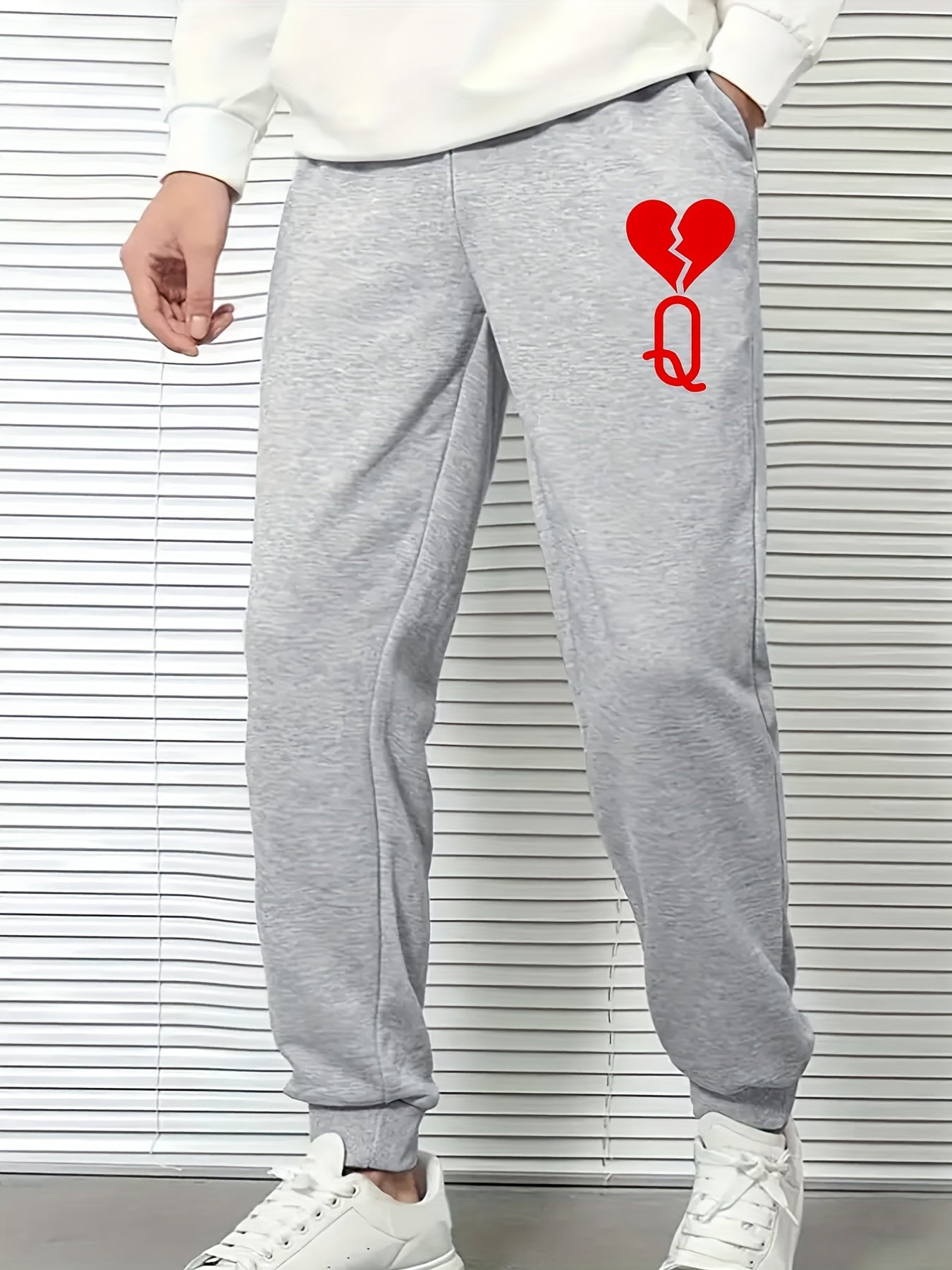 Broken Heart Print Men's Drawstring Sweatpants Casual Jogger Pants