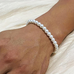 Adjustable Glass Bead Bracelet for Men 6mm Pearl Beads