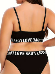  Sports Lingerie Set Women's Letter Print Bra & Panty Two Piece Set