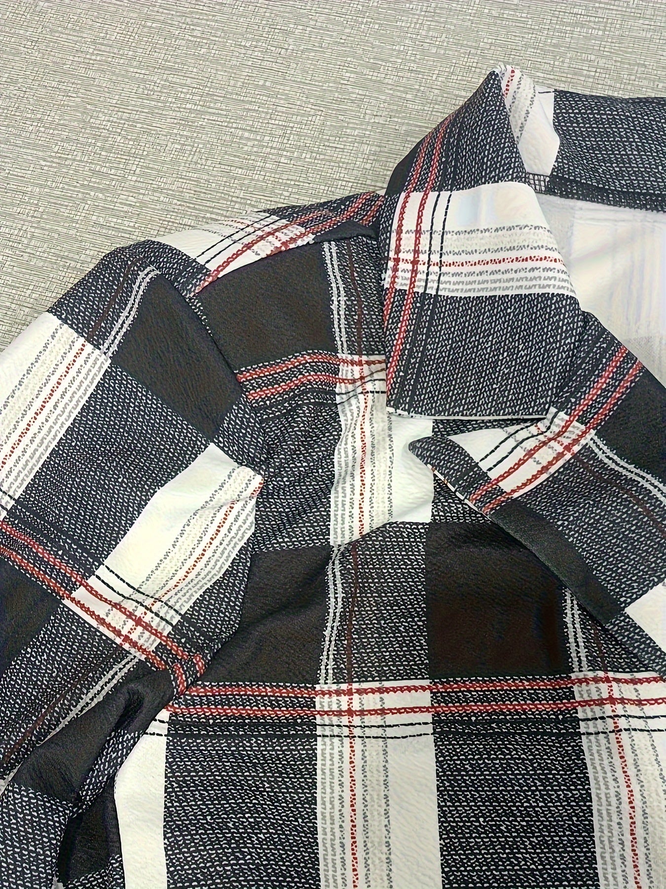  Plaid Print Long Sleeve Blazer