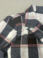  Plaid Print Long Sleeve Blazer