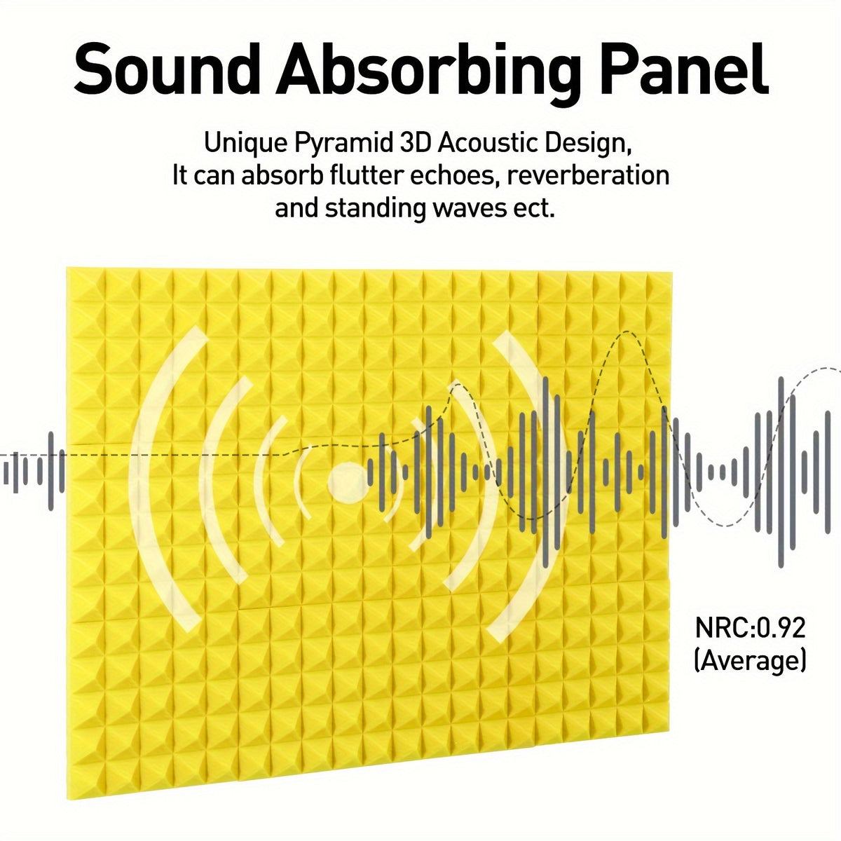 12pcs Yellow Sound Absorbing Cotton High Density Pyramid Insulation Fireproof