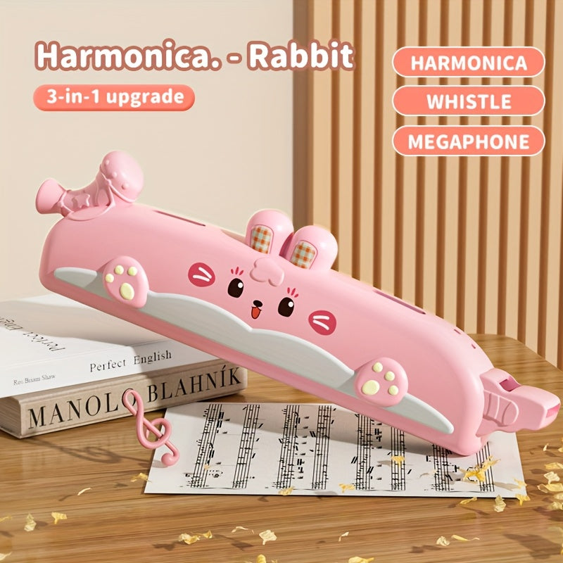 Kids 16 Hole Harmonica Toy Rabbit Lion Patterns Red Yellow