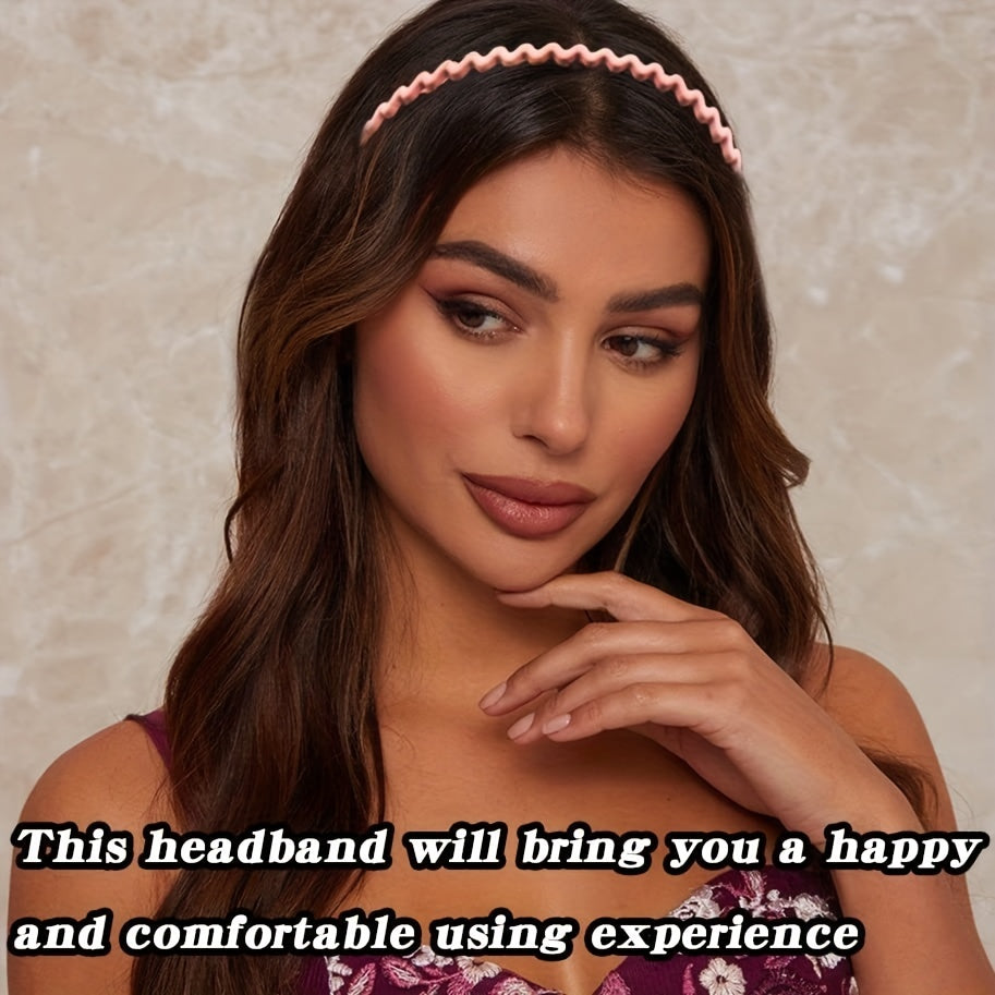 6pcs Solid Teeth Headband Wavy Nonslip Hair Band Sweet Headdress