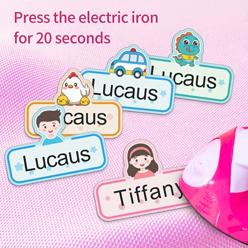 12pcs Boy Custom Name Stickers Waterproof 4.5x3cm Sewable Tag Clothes Bag Towel