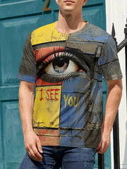 Men's Eye Block Graphic T shirt Active Stretch Breathable 3D Print Tee