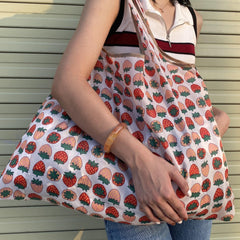 Large Capacity Print Shopper Bag Lightweight Foldable Shoulder Bag