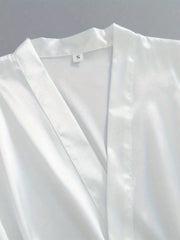 Short Sleeve Deep V Night Robe Women's Sleepwear