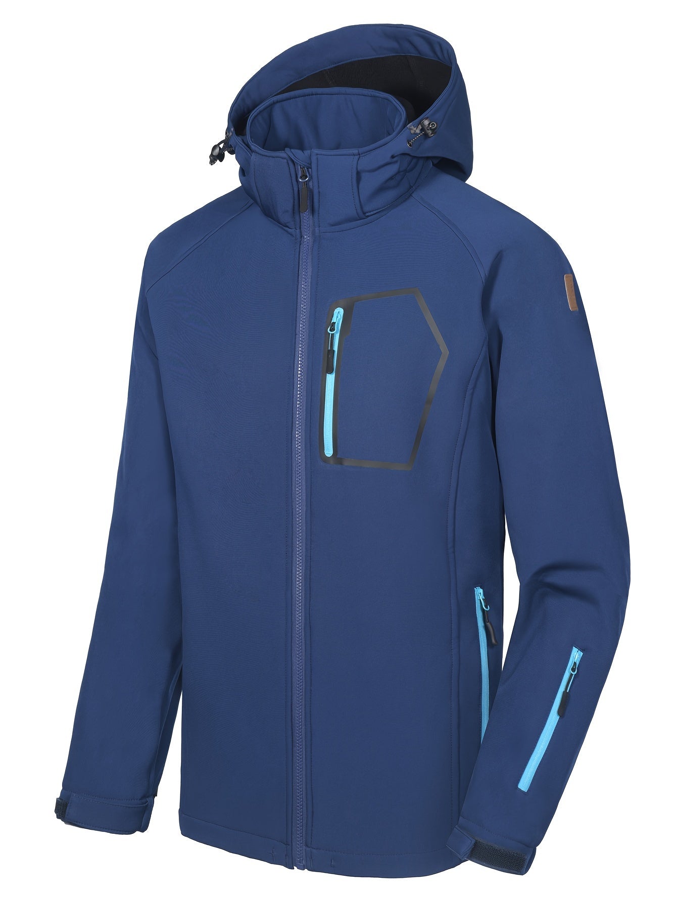 Men's Casual Hooded Softshell Jacket Zipper Pockets Windbreaker