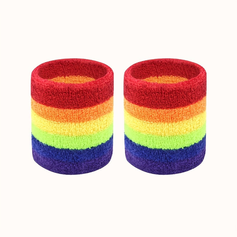 Rainbow Sweat Absorption Headband Stretchy Yoga Fitness Exercise Sweatband