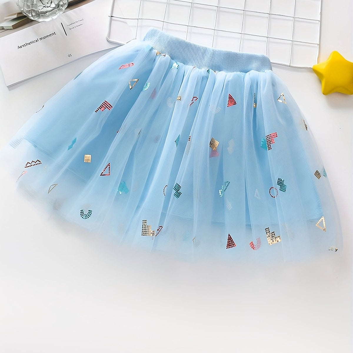 Toddler Girls Sequin Tutu Skirt Mesh Skirt For Summer Party Dance Performance