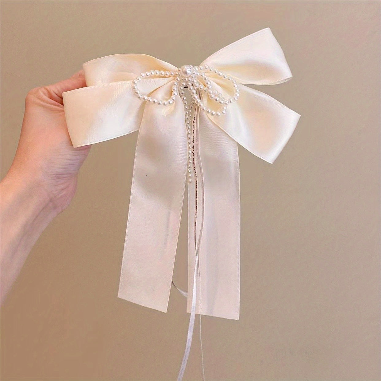 Vintage Ribbon Bow Hair Clip French Barrette With Tassel