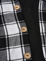  Plaid Print Blouse & Cami Top Set