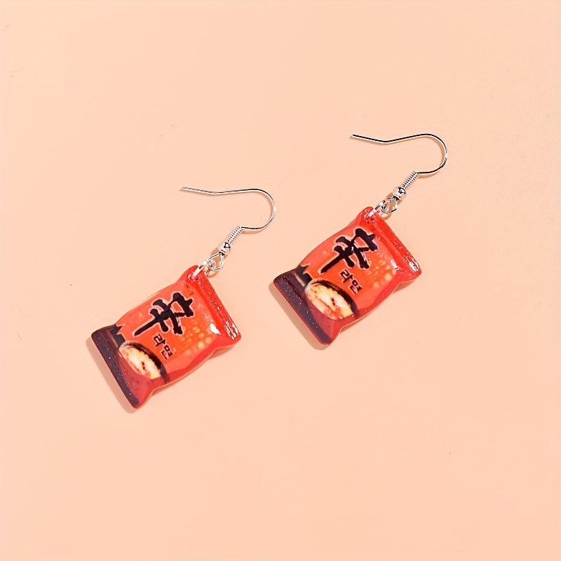 Y2K Kpop Instant Noodles Resin Drop Earrings Food Dangle Women Jewelry