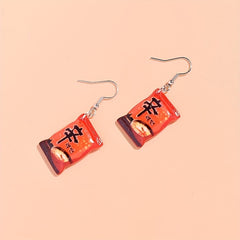 Y2K Kpop Instant Noodles Resin Drop Earrings Food Dangle Women Jewelry