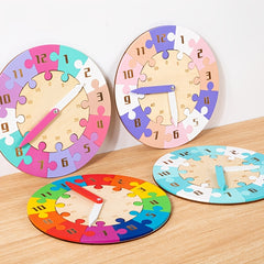 Wooden Clock Puzzle Toy for Time Learning and Cognitive Development