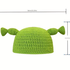 Green Devil Knit Hat Cartoon Beanie Long Braid Knitted Hoodie Birthday Gift