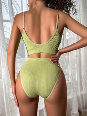 Solid Textured Bra & Panties Set Women's Lingerie