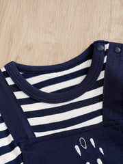 Baby Boys Elephant Print Striped Romper for Spring and Autumn