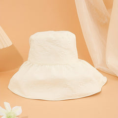 Embossed Wide Brim Sun Hat UV Protection Large Bucket Hat