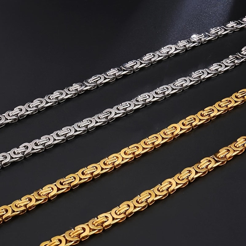 Stainless Steel Funky Flat Chain Necklace for Men
