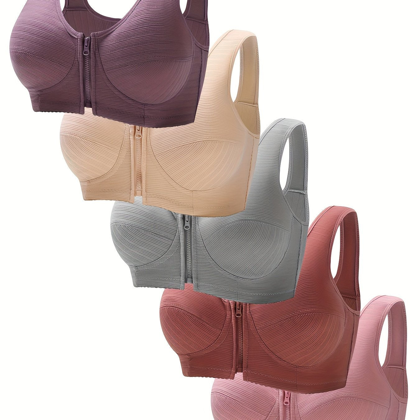 5pcs Wireless Push Up Bras Comfy & Breathable Women's Lingerie