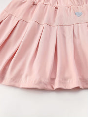 Pleated Active Skate Skort With Heart Embroidery for Girls