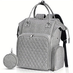 Gray Purple Crochet Storage Backpack Large Yarn Storage Organizer