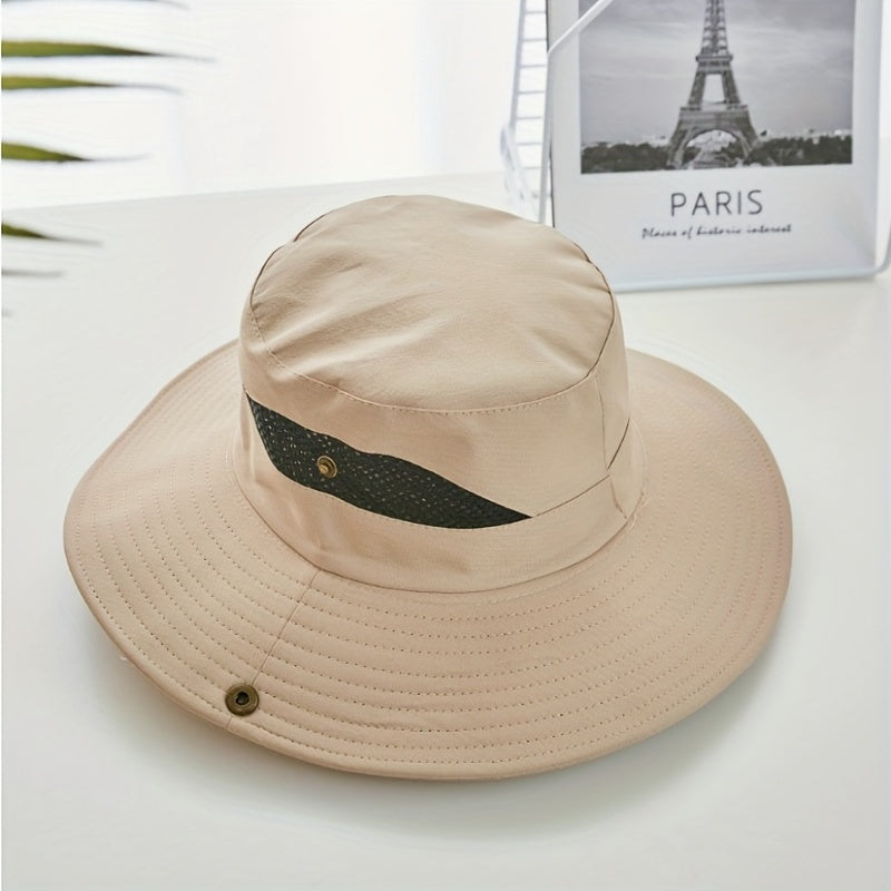 Wide Brim Bucket Hat w/Chin Strap for Outdoor Activities