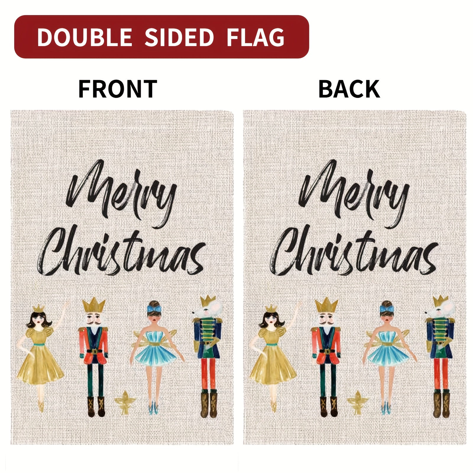 Merry Christmas Garden Flag 30x45 Double Sided Nutcracker Outdoor Decoration