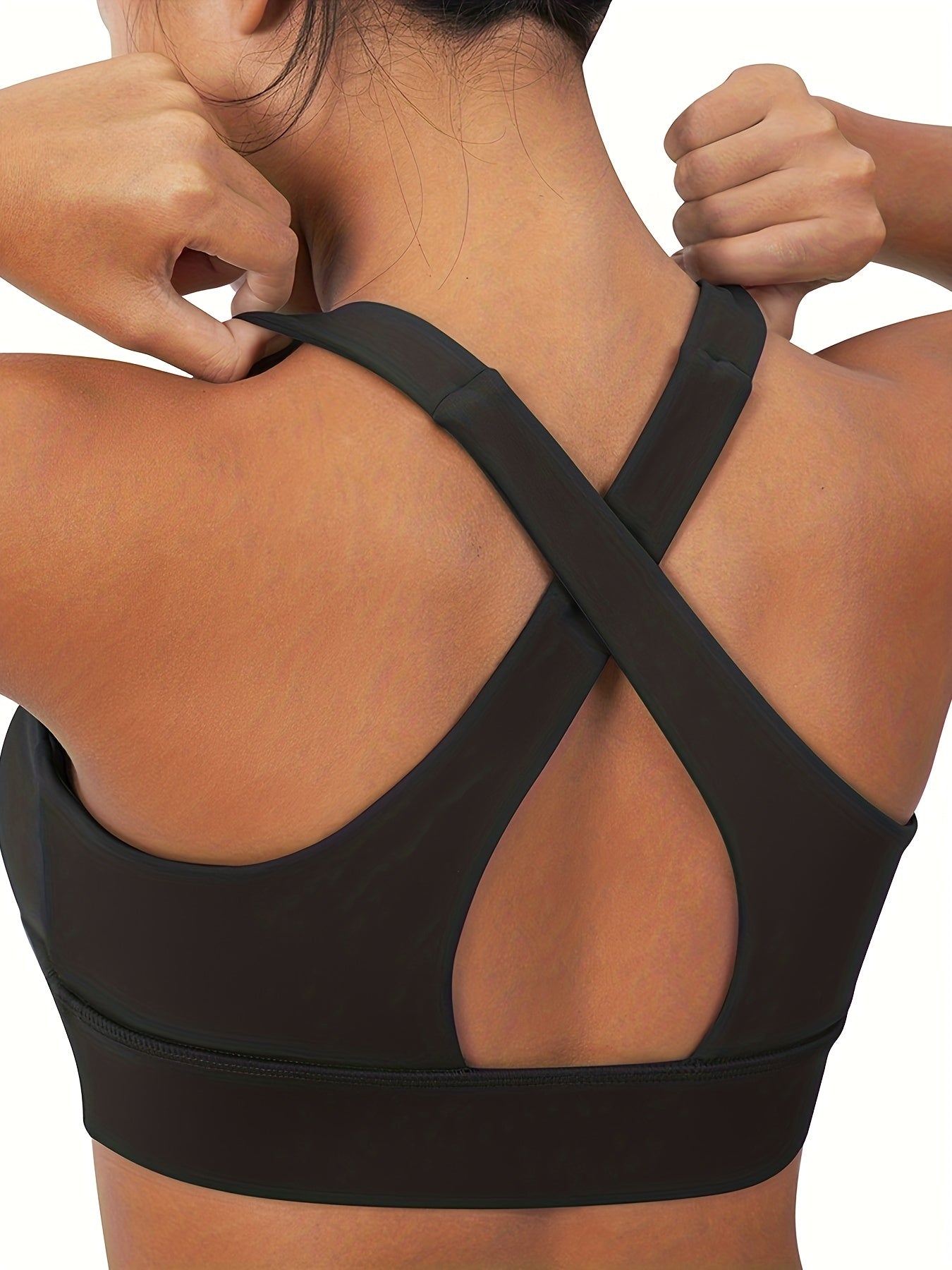 Women's Crisscross Back Sports Bra Medium Support Padded Tank Top