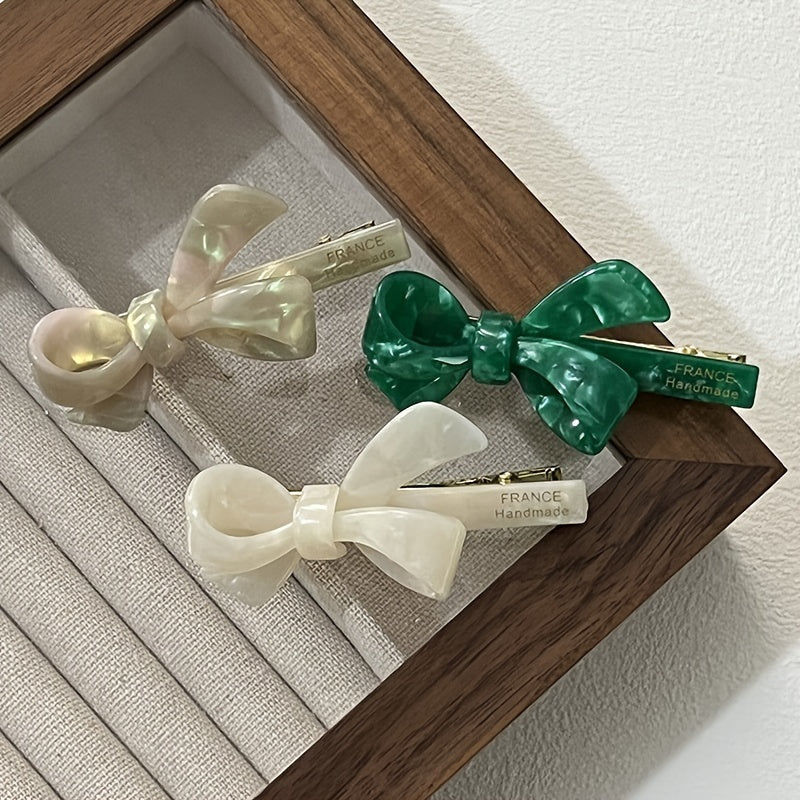 Acetate Bow Duck Billed Clip Barrette Women's Hair Accessory