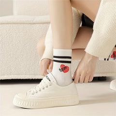 Heart Print Mid Tube Socks Women's Stockings