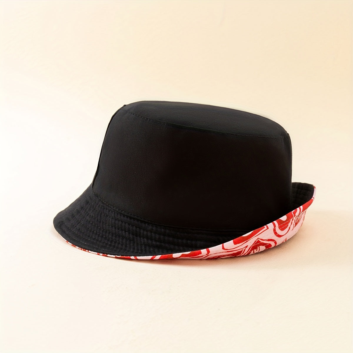 Heart Print Cartoon Bucket Hat Reversible Foldable Basin Hat
