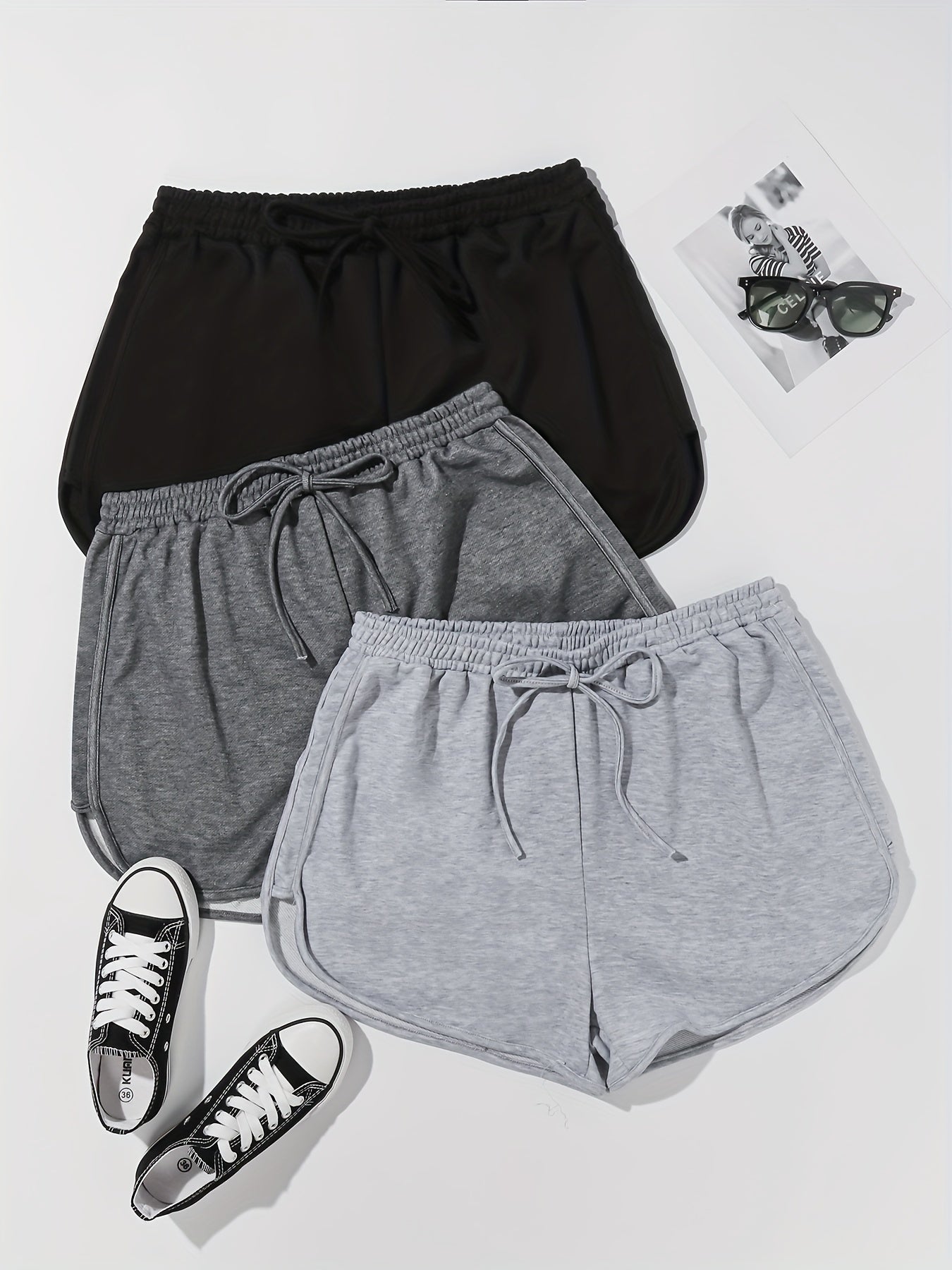 3 Pack Plus Size Casual Shorts Women's Plus