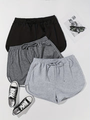 3 Pack Plus Size Casual Shorts Women's Plus