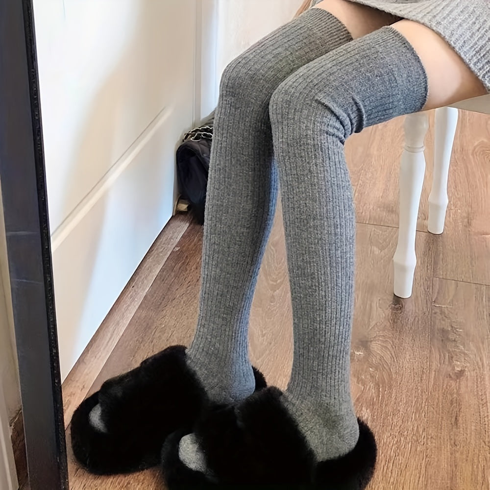Ribbed Thigh High Socks Comfy Over The Knee Stockings
