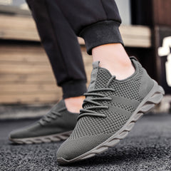 Men's Knit Lace Up Casual Shoes Anti skid Running Sneakers