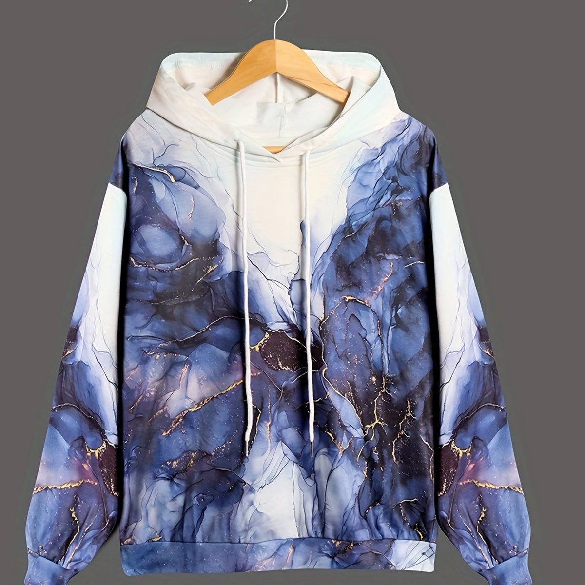 Ombre Print Sports Hooded Sweatshirt Women's Drawstring Hoodie