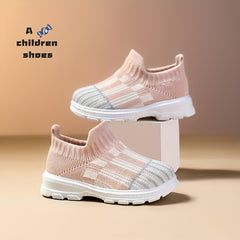 Boys Slip On Sock Shoes Breathable Woven Knit Sneakers Running Shoes