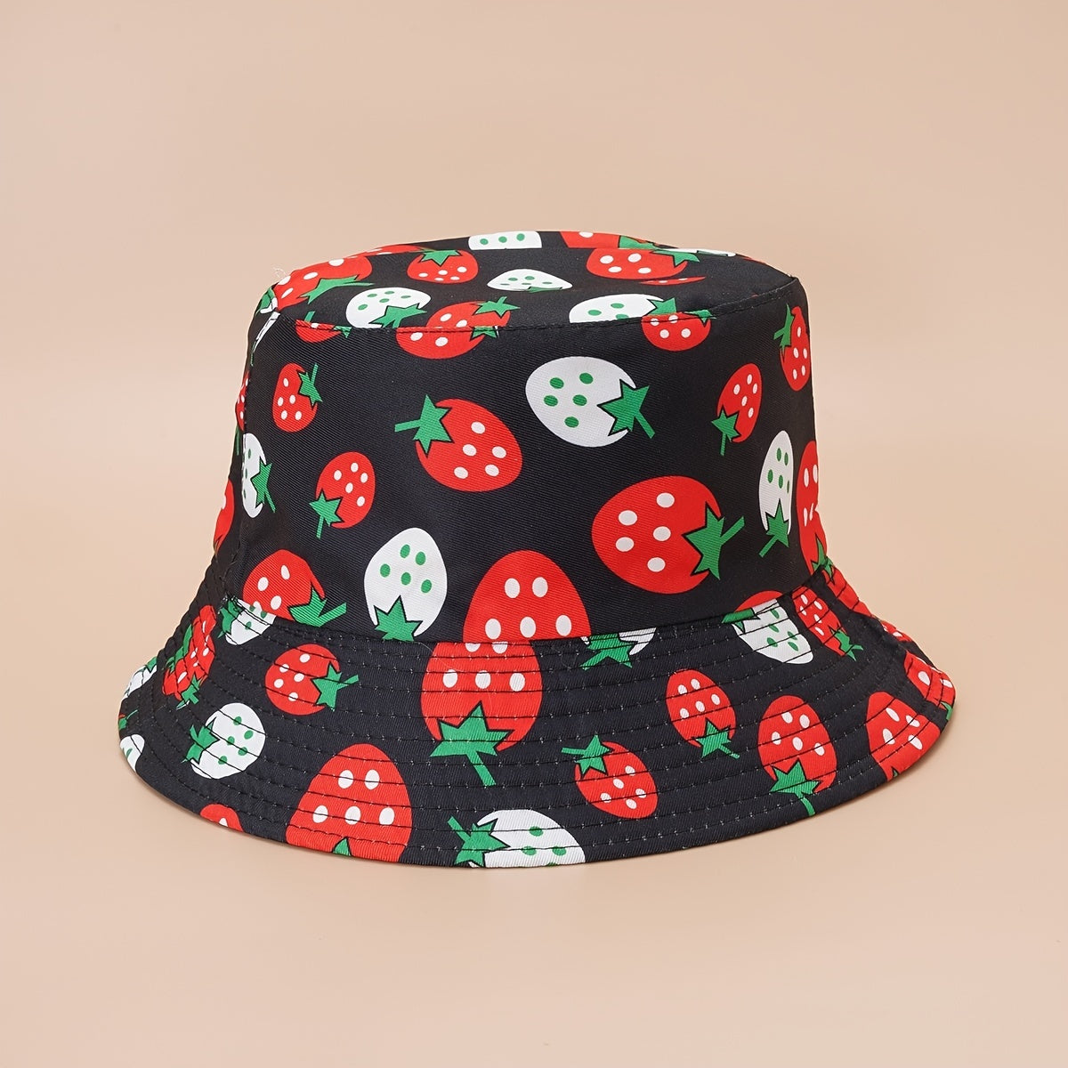 Graffiti Strawberry Print Bucket Hats Sun Hat Reversible Outdoor Party Hats
