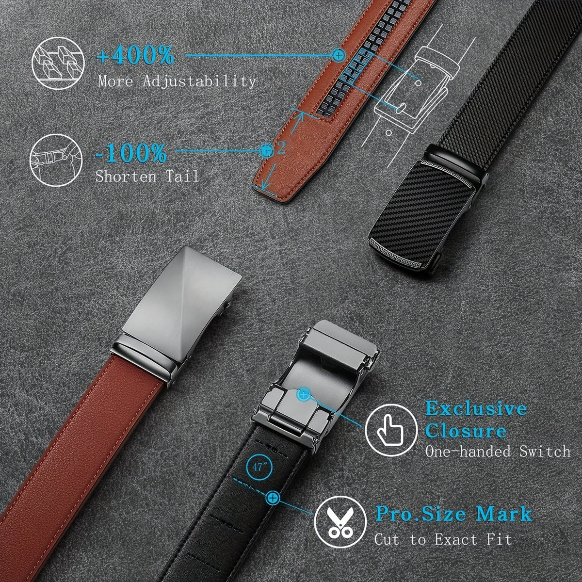Men's Carbon Fiber Leather Belt with Automatic Buckle