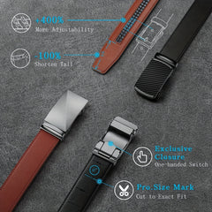 Men's Carbon Fiber Leather Belt with Automatic Buckle