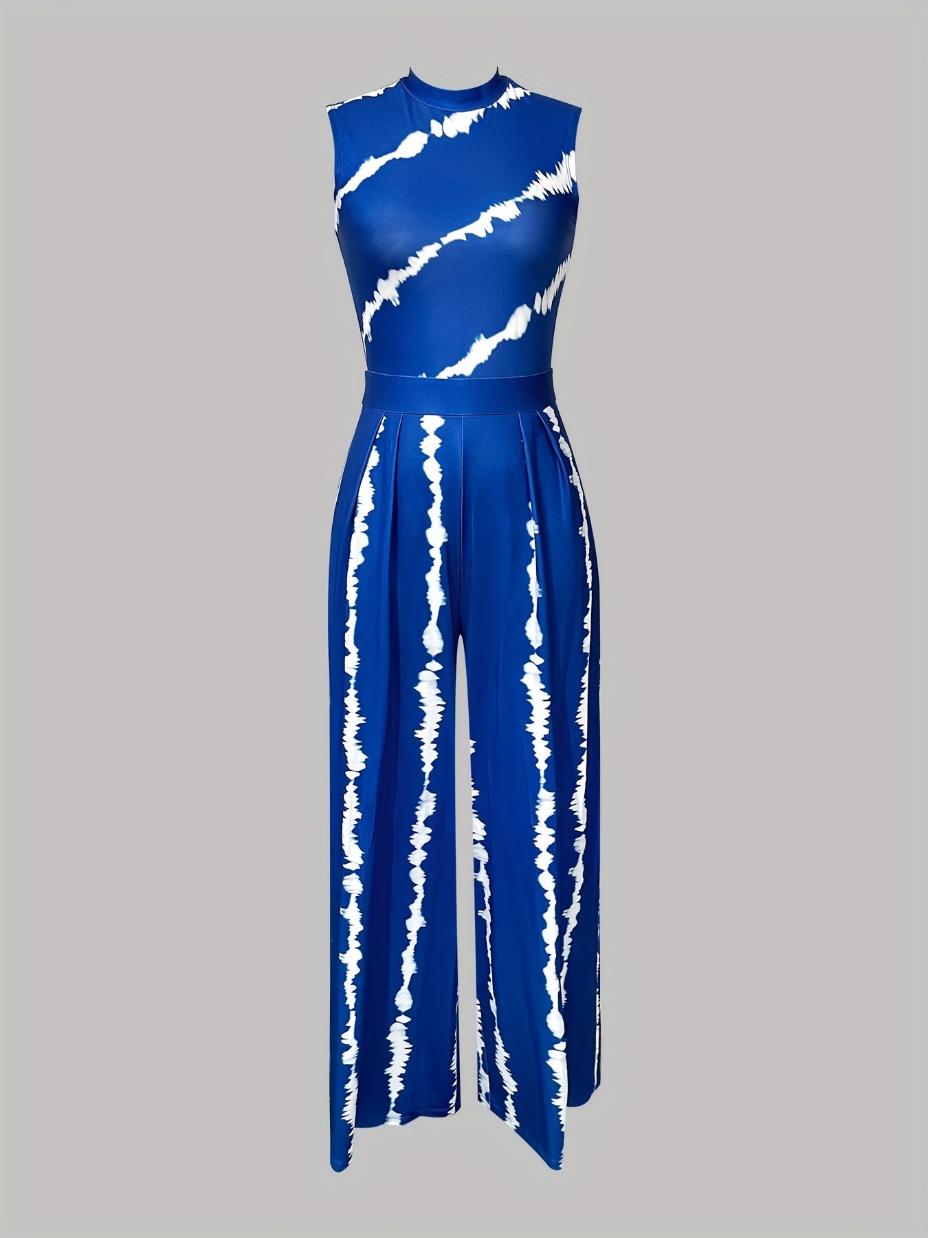 Sleeveless Tie Dye Wide Leg Jumpsuit Women's Clothing