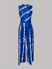 Sleeveless Tie Dye Wide Leg Jumpsuit Women's Clothing