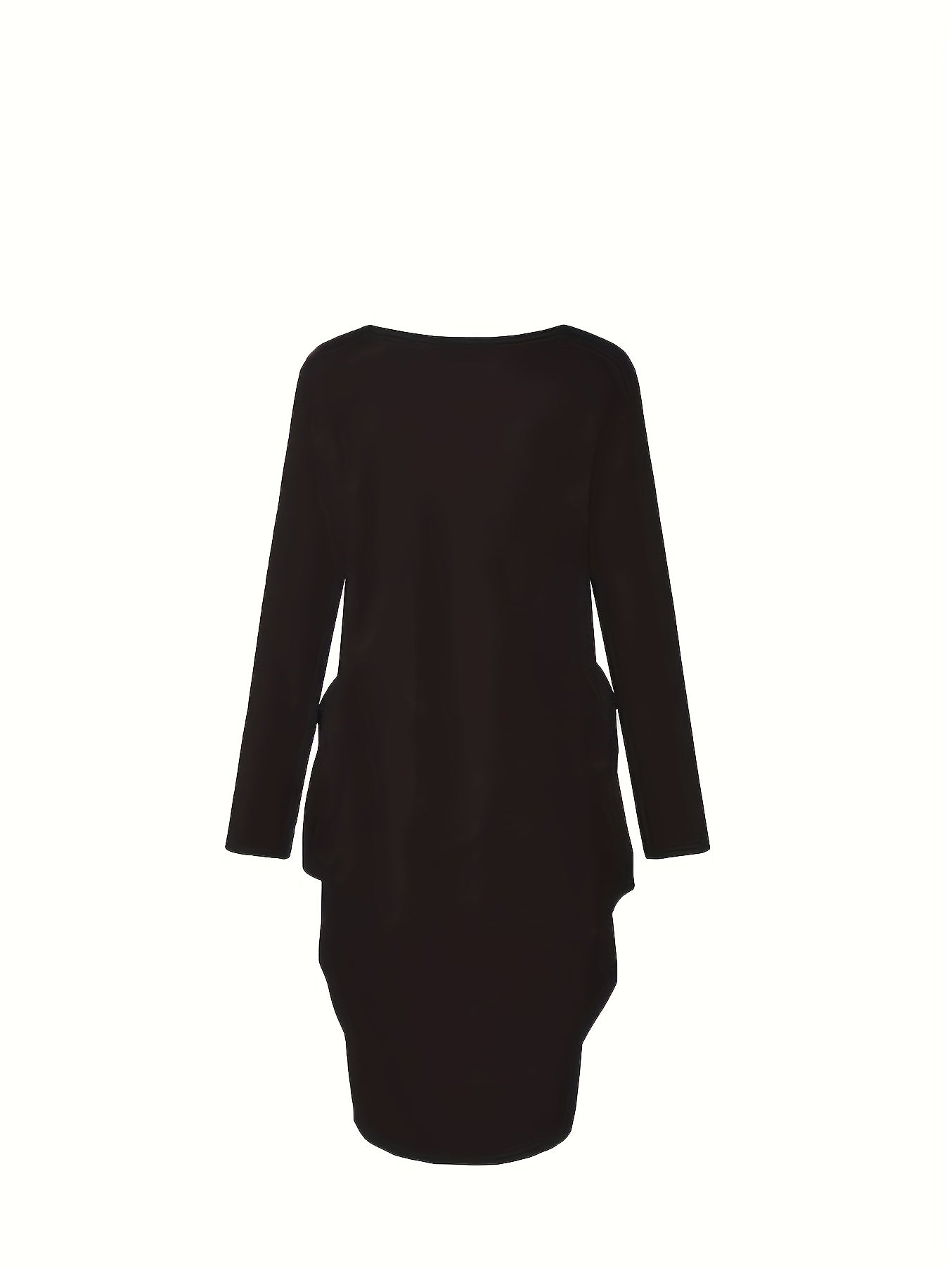  Xmas Tree & Slogan Print Long Sleeve Round Neck Baggy Dress